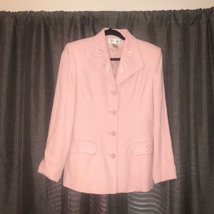 casual corner baby pink suit jacket